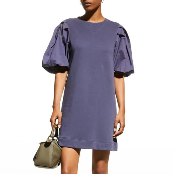 Marie Oliver Dusty Purple Puff Sleeve Shirt Dress Size XS - Picture 1 of 6